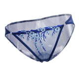 Maxbell Women Lace Mesh Flower Embroidered Underwear Low Rise Briefs Sexy Lingerie Sapphire
