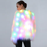 Maxbell Fluffy LED Fur Coat Glow in Dark Outwear Night Club Halloween Costume 2XL