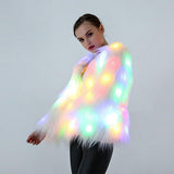 Maxbell Fluffy LED Fur Coat Glow in Dark Outwear Night Club Halloween Costume 2XL