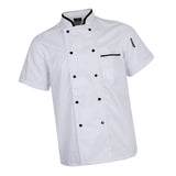Maxbell Unisex Short Sleeve Chef Coat Cook Uniform for Restaurant L White