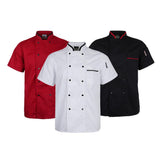 Maxbell Unisex Short Sleeve Chef Coat Cook Uniform for Restaurant L White