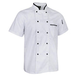 Maxbell Unisex Short Sleeve Chef Coat Cook Uniform for Restaurant L White