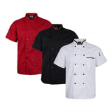 Maxbell Unisex Short Sleeve Chef Coat Cook Uniform for Restaurant L White