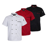 Maxbell Unisex Short Sleeve Chef Coat Cook Uniform for Restaurant L White