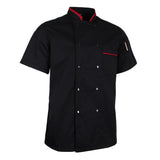 Maxbell Unisex Short Sleeve Chef Coat Cook Uniform for Restaurant L Black