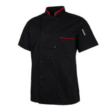 Maxbell Unisex Short Sleeve Chef Coat Cook Uniform for Restaurant L Black
