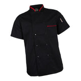 Maxbell Unisex Short Sleeve Chef Coat Cook Uniform for Restaurant L Black
