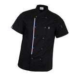 Women Men Chef Jackets Coat Short Sleeves Shirt Kitchen Uniforms L Black