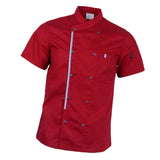 Women Men Chef Jackets Coat Short Sleeves Shirt Kitchen Uniforms M Red