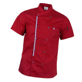 Women Men Chef Jackets Coat Short Sleeves Shirt Kitchen Uniforms 2XL Red