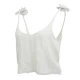 Women White Crochet Spaghetti Strap Crop Top Vest Tank Camisole Bralette XL