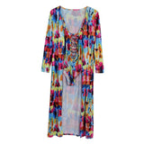 Maxbell Sexy Tie Dyed One Piece Lace Up Swimsuit Cover Up Set Maxi Beach Dress S #1
