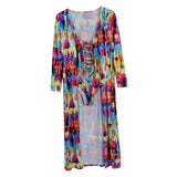 Maxbell Sexy Tie Dyed One Piece Lace Up Swimsuit Cover Up Set Maxi Beach Dress M #1