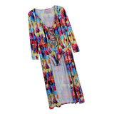 Maxbell Sexy Tie Dyed One Piece Lace Up Swimsuit Cover Up Set Maxi Beach Dress M #1