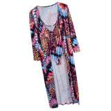 Maxbell Sexy Tie Dyed One Piece Lace Up Swimsuit Cover Up Set Maxi Beach Dress S #2