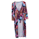Maxbell Sexy Tie Dyed One Piece Lace Up Swimsuit Cover Up Set Maxi Beach Dress S #2