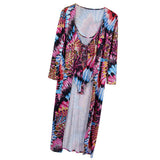 Maxbell Sexy Tie Dyed One Piece Lace Up Swimsuit Cover Up Set Maxi Beach Dress S #2