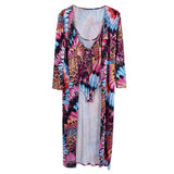 Maxbell Sexy Tie Dyed One Piece Lace Up Swimsuit Cover Up Set Maxi Beach Dress S #2
