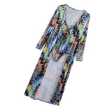 Maxbell Sexy Tie Dyed One Piece Lace Up Swimsuit Cover Up Set Maxi Beach Dress S #3
