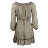 Maxbell Bohemian Solid Chiffon Dress Off-Shoulder Mini Beach Sundress L Green
