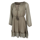 Maxbell Bohemian Solid Chiffon Dress Off-Shoulder Mini Beach Sundress 2XL Green