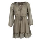 Maxbell Bohemian Solid Chiffon Dress Off-Shoulder Mini Beach Sundress 2XL Green