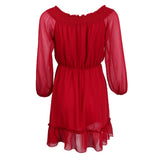 Maxbell Bohemian Solid Chiffon Dress Off-Shoulder Mini Beach Sundress XL Wine red