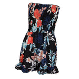 Maxbell Women's Summer Floral Off Shoulder Sleeveless Casual Romper Jumpsuit L Black