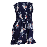 Maxbell Women's Summer Floral Off Shoulder Sleeveless Casual Romper Jumpsuit XL Blue