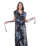 Maxbell Women Floral V Neck Ladies Maxi Dress Lace up Holiday Beach Swing Dress 4XL