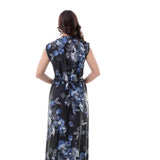 Maxbell Women Floral V Neck Ladies Maxi Dress Lace up Holiday Beach Swing Dress 4XL