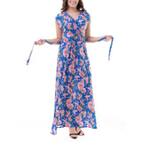 Maxbell Women Holiday Sleeveless V Neck Maxi Long Summer Print Party Beach Dress 3XL