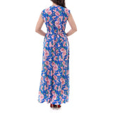 Maxbell Women Holiday Sleeveless V Neck Maxi Long Summer Print Party Beach Dress 3XL