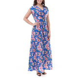 Maxbell Women Holiday Sleeveless V Neck Maxi Long Summer Print Party Beach Dress 3XL