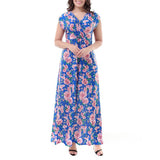Maxbell Women Holiday Sleeveless V Neck Maxi Long Summer Print Party Beach Dress 3XL