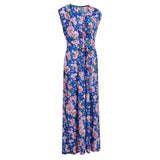 Maxbell Women Holiday Sleeveless V Neck Maxi Long Summer Print Party Beach Dress 3XL