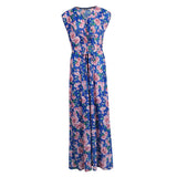 Maxbell Women Holiday Sleeveless V Neck Maxi Long Summer Print Party Beach Dress 3XL