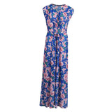 Maxbell Women Holiday Sleeveless V Neck Maxi Long Summer Print Party Beach Dress 3XL