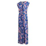 Maxbell Women Holiday Sleeveless V Neck Maxi Long Summer Print Party Beach Dress 4XL