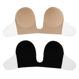 Maxbell Invisible Push Up Bra Strapless Bra Sticky Silicone Deep U Cup D Flesh color