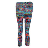 Maxbell Women Printed Capri Legging 3/4 Length Skinny Yoga Pants L Geometric