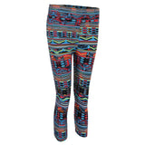 Maxbell Women Printed Capri Legging 3/4 Length Skinny Yoga Pants L Geometric
