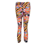Maxbell Women Printed Capri Legging 3/4 Length Skinny Yoga Pants L Floral