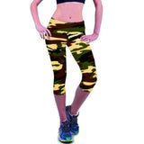 Women Printed Capri Legging 3/4 Length Skinny Yoga Pants M Green Camo