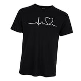 Maxbell Men's Summer Casual Beating Heart Print O Neck Short Sleeve T-Shirt  S Black