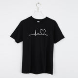 Maxbell Men's Summer Casual Beating Heart Print O Neck Short Sleeve T-Shirt  S Black