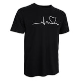 Maxbell Men's Summer Casual Beating Heart Print O Neck Short Sleeve T-Shirt  S Black