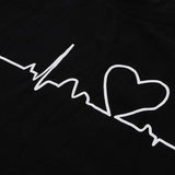 Maxbell Men's Summer Casual Beating Heart Print O Neck Short Sleeve T-Shirt  S Black