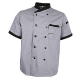 Maxbell Chef Jacket Uniform Short Sleeve Hotel Kitchen Apparel Cook Coat M Gray