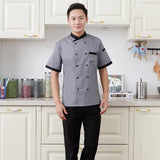 Maxbell Chef Jacket Uniform Short Sleeve Hotel Kitchen Apparel Cook Coat M Gray